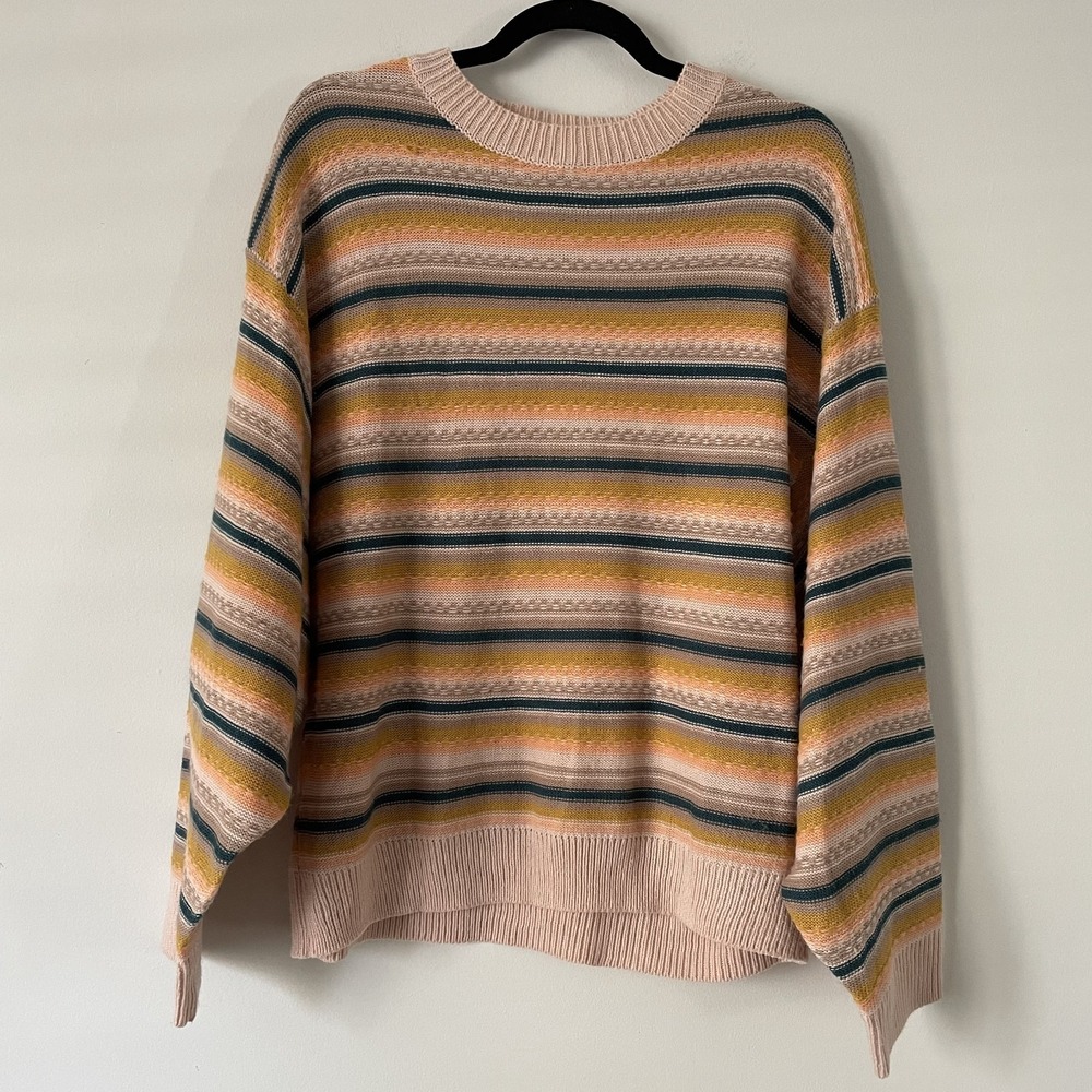 Easel Striped Oversized Slouchy Knit Sweater Size S Boho Casual Travel Lounge
